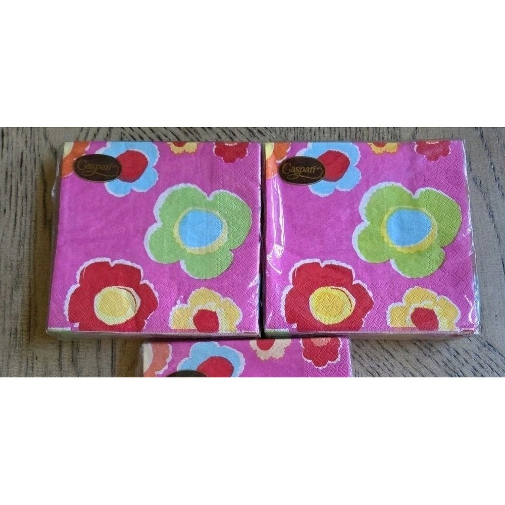 Caspari Napkins Paper Cocktail Napkins Lot Of 2 Guest Paper Towels Flowers NOS